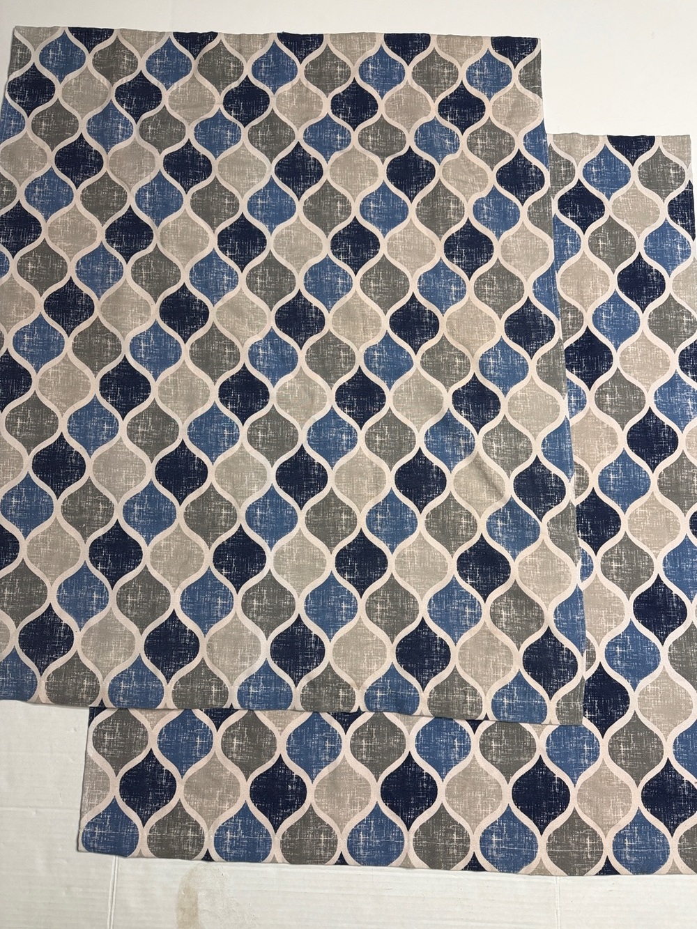 Blue and Gray Geometric Small Curtains - Set of 2